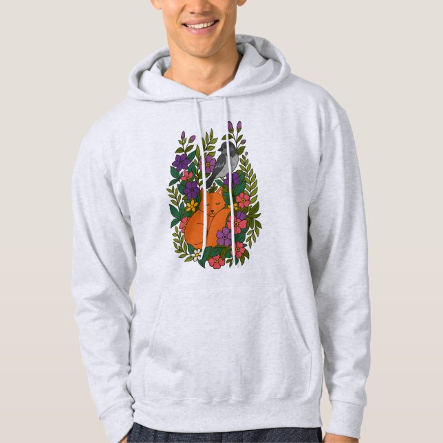 Fox, duva och blommor hoodie (Framsida)