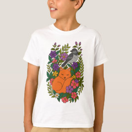 Fox, duva och blommor t shirt