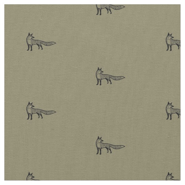 Fox fabric - earth colour tyg (Närbild)
