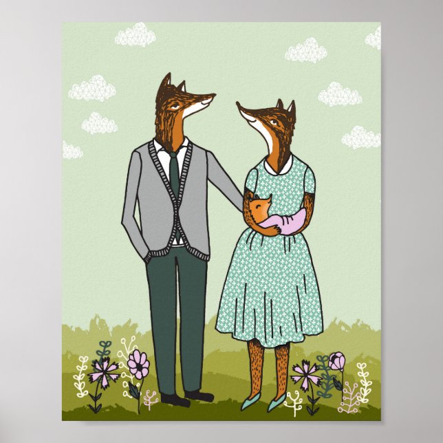 Fox Familj - det är en flicka baby poster (Framsidan)