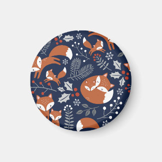 Fox-familjen: vintage sömlös mönster. magnet