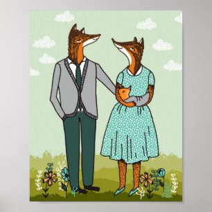 Fox Family Art-utskrift Poster