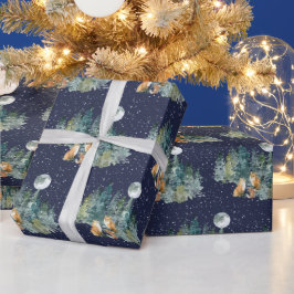 Fox Family Forest Full Moon Snowfall jul Presentpapper