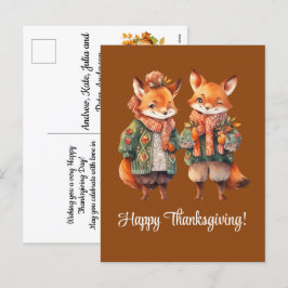 Fox Family Happy thanksgiving Helg Vykort