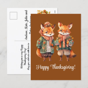 Fox Family Happy thanksgiving Helg Vykort