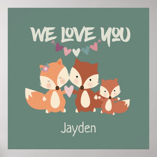 Fox Family Personlig Vi Kärlek You Poster (Framsidan)