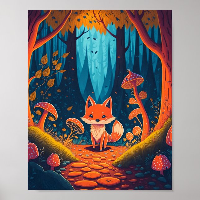 Fox Fantasy Animal Forest Illustration Poster (Framsidan)
