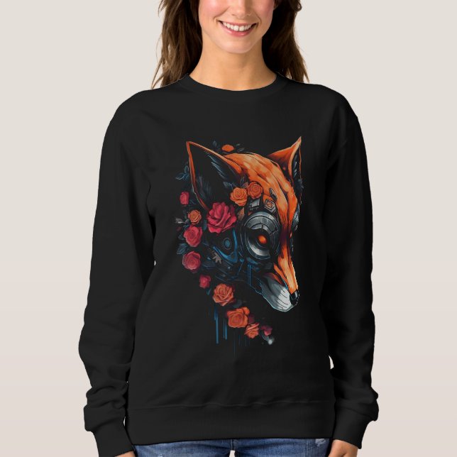 Fox Fantasy Flowers Art - Animal Fox T Shirt (Framsida)