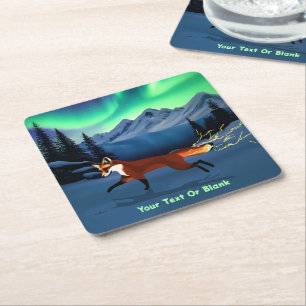 Fox Fire - norra Ljus Underlägg Papper Kvadrat