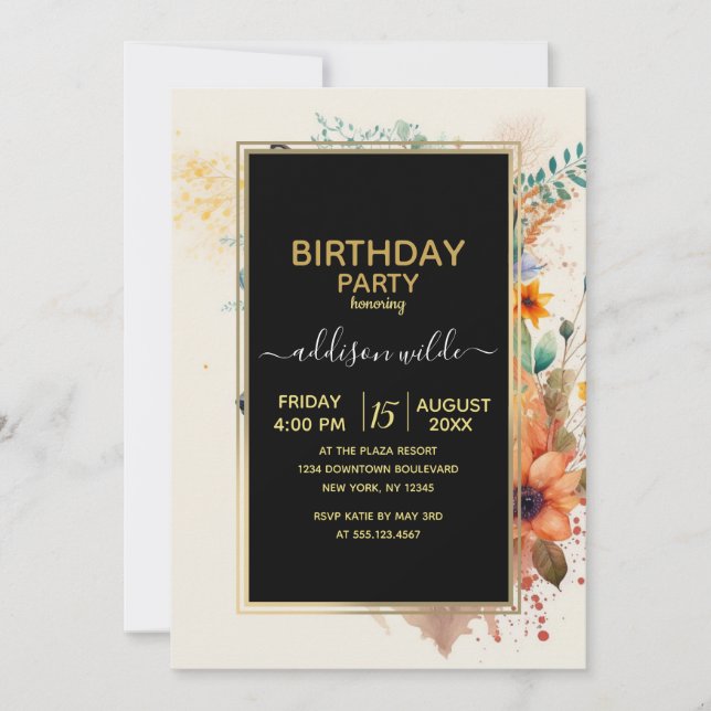 Fox Flower Crown Watercolor                        Inbjudningar (Framsida)