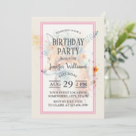 Fox Flower Crown Watercolor                        Inbjudningar