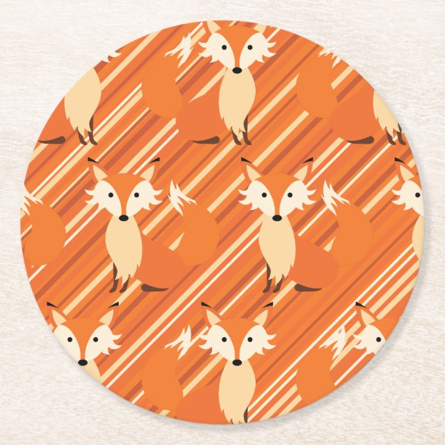 Fox-Födelsedagsfest Underlägg Papper Rund (Framsidan)