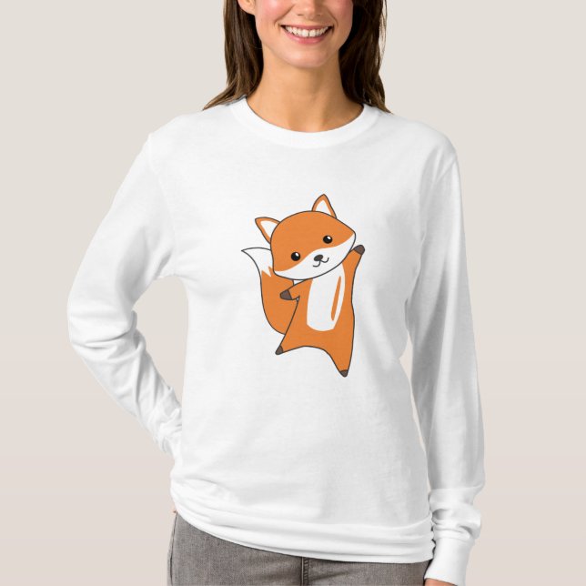 Fox Forest Animal Foxes Orange Kawaii Animals T Shirt (Framsida)