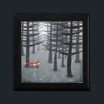 Fox Forest Art Minnesask<br><div class="desc">En rödräv av vild finns bland träd i en mörk skog. En landskapsmålning för djur, natur och vilda djur och älskare.</div>