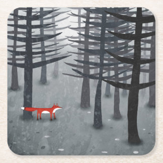 Fox Forest Art Underlägg Papper Kvadrat