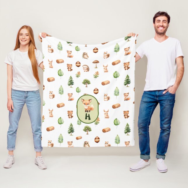 Fox Forest Friends Cute Woodland Animals Fleecefilt (På plats)