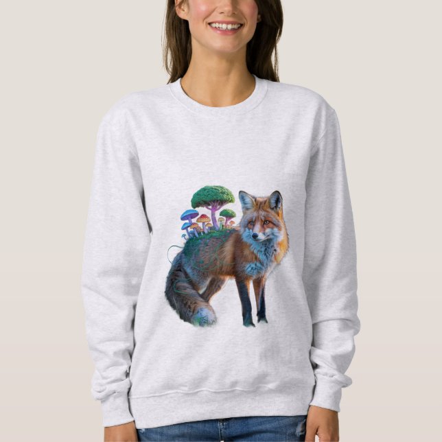 Fox Forest Fusion – Surreal Nature Art T Shirt (Framsida)