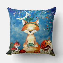 Fox Forest Illustration från hösten Woodland Frien Kudde