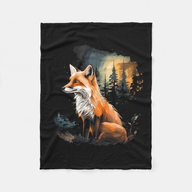 Fox Forest Nature Älskare Mountains Hiking Camping Fleecefilt (Framsidan)