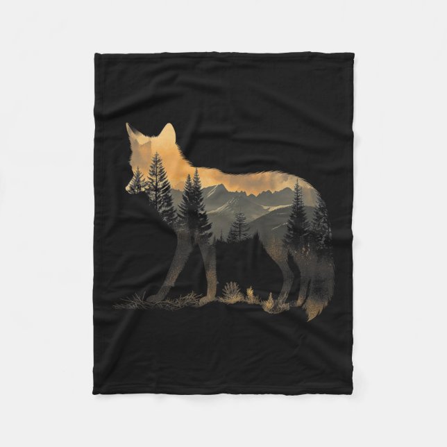Fox Forest Nature Älskare Mountains Hiking Camping Fleecefilt (Framsidan)