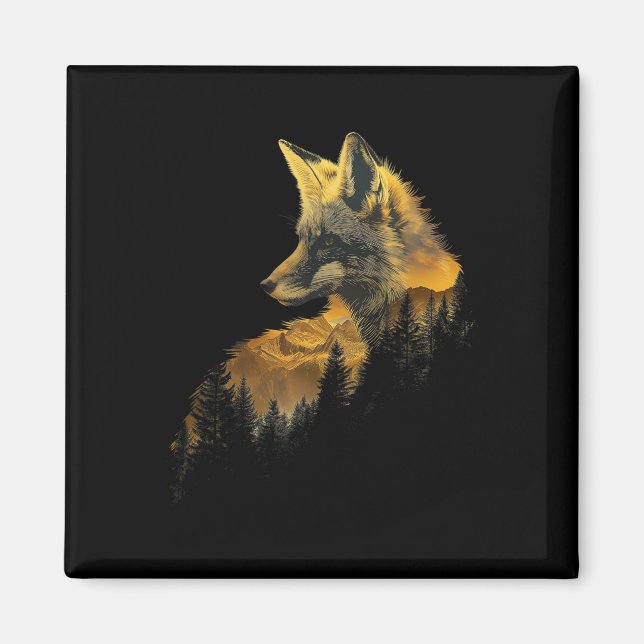 Fox Forest Nature Älskare Mountains Hiking Camping Magnet (Framsidan)