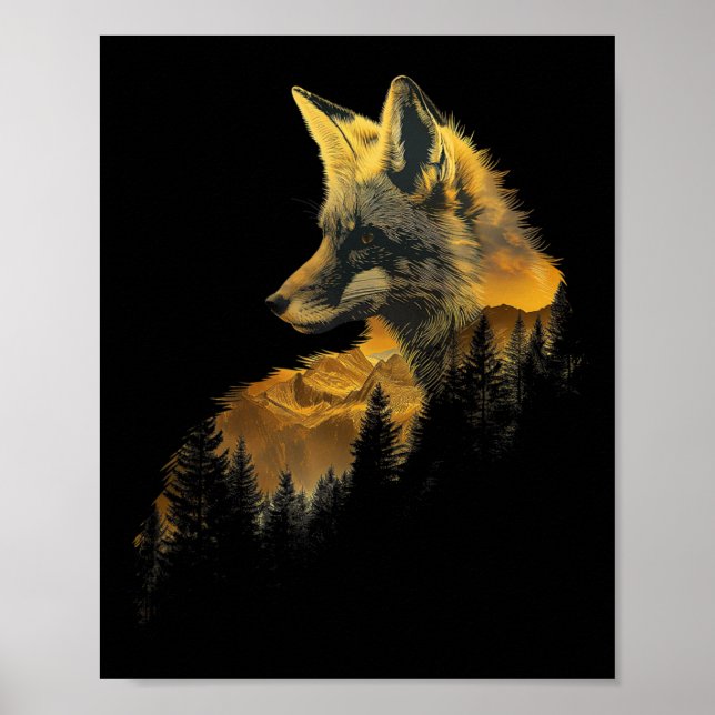 Fox Forest Nature Älskare Mountains Hiking Camping Poster (Framsidan)