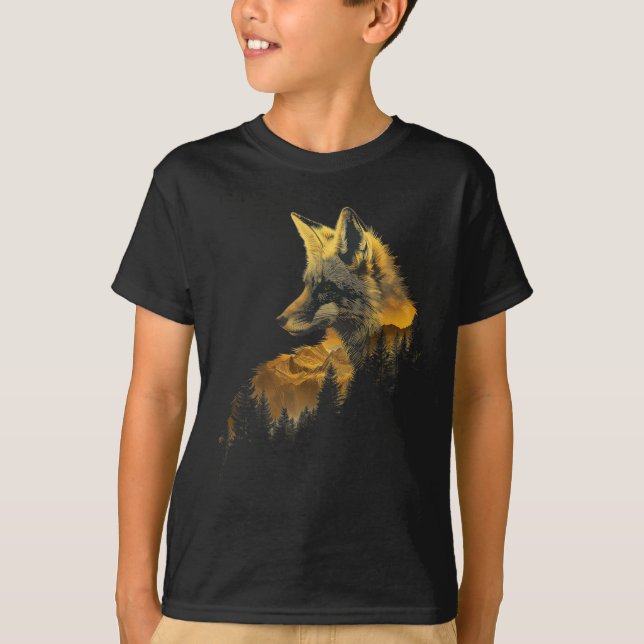 Fox Forest Nature Älskare Mountains Hiking Camping T Shirt (Framsida)