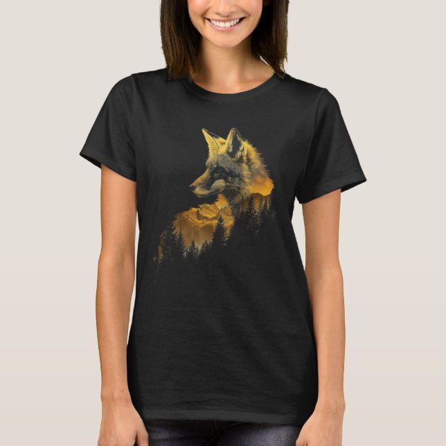 Fox Forest Nature Älskare Mountains Hiking Camping T Shirt (Framsida)