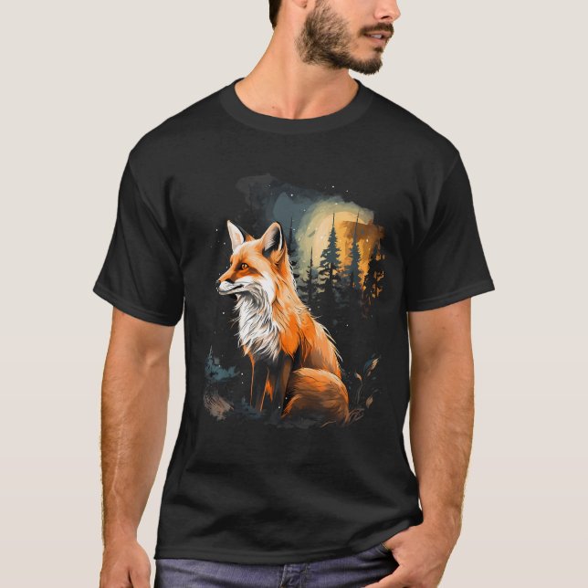 Fox Forest Nature Älskare Mountains Hiking Camping T Shirt (Framsida)