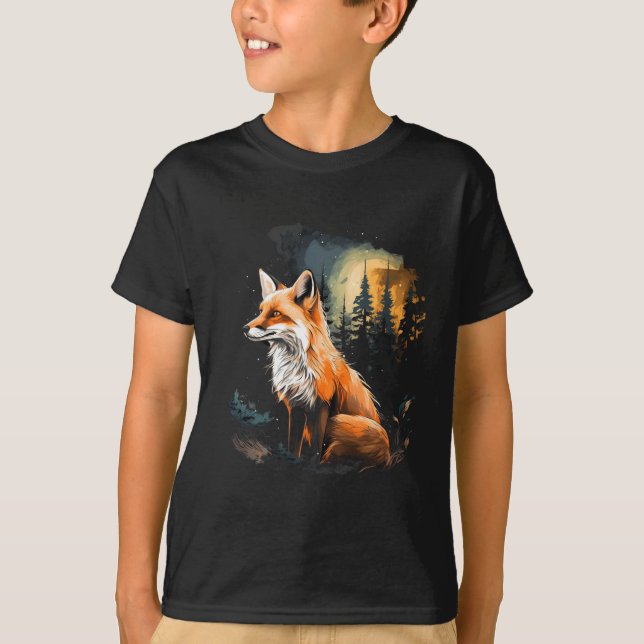 Fox Forest Nature Älskare Mountains Hiking Camping T Shirt (Framsida)