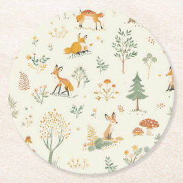 "Fox Forest Underläggs" Underlägg Papper Rund