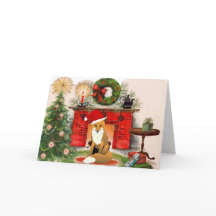 Fox framför julkort
