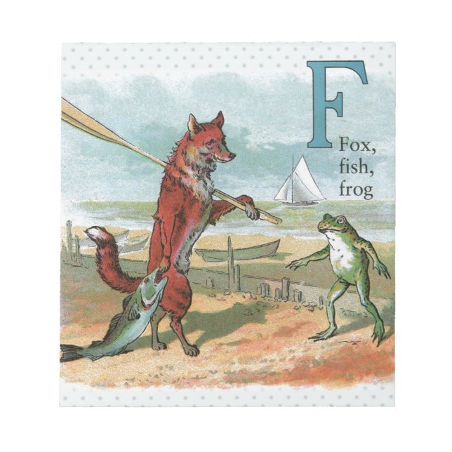 Fox Frog Fishing Antique Illustration Anteckningsblock (Framsida)
