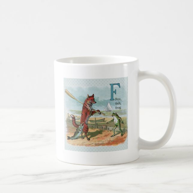 Fox Frog Fishing Antique Illustration Kaffemugg (Höger)
