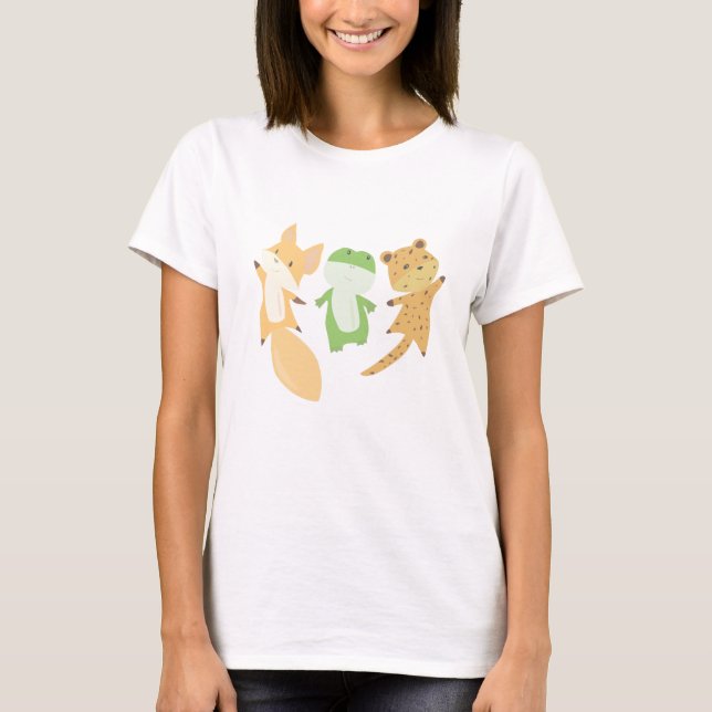 Fox Frog Leopard Djur älskare Funny Animals T Shirt (Framsida)