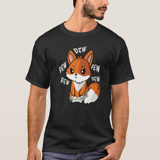 Fox Gamer Techie Person T Shirt (Framsida)