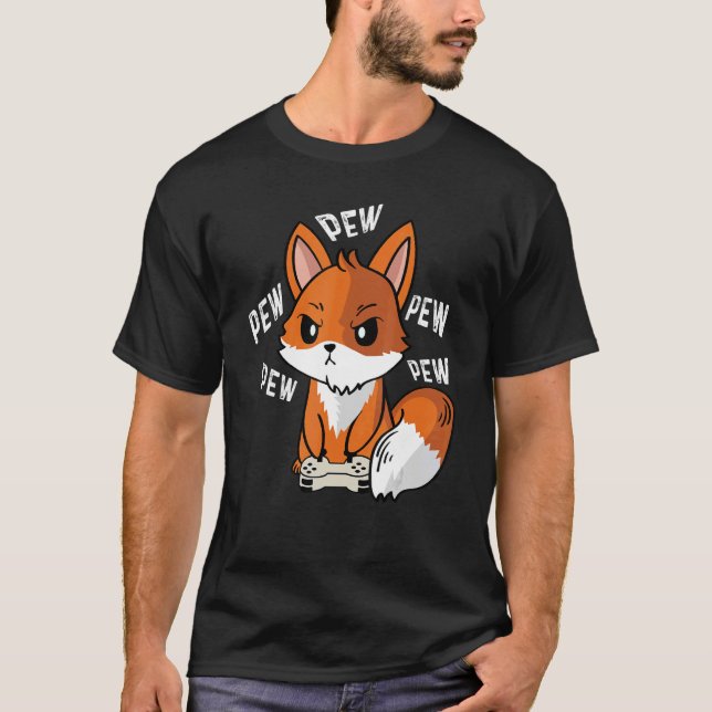 Fox Gamer Techie Person T Shirt (Framsida)