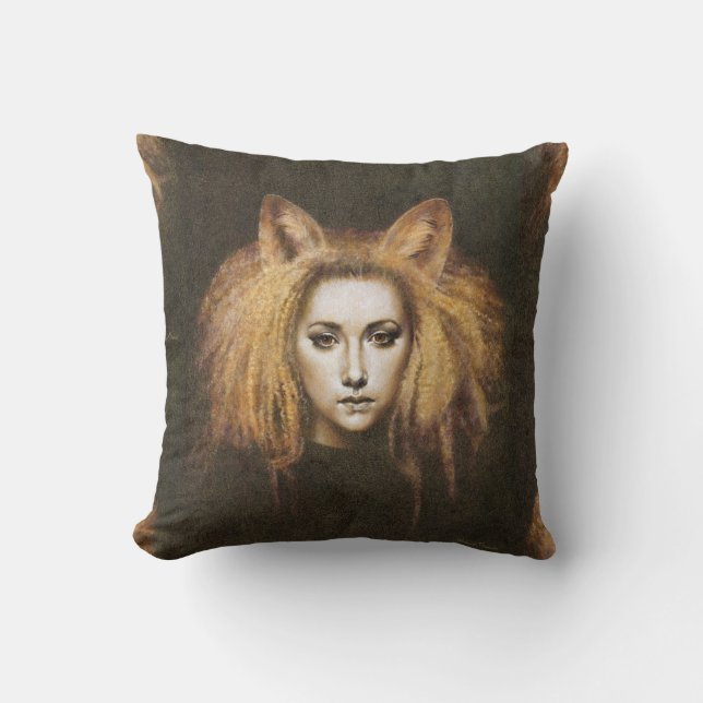 Fox Girl Throw Cushion Kudde (Framsida)