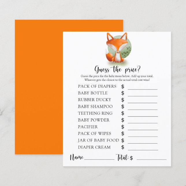 Fox, gissa prisa! Spel (Fram/baksida)