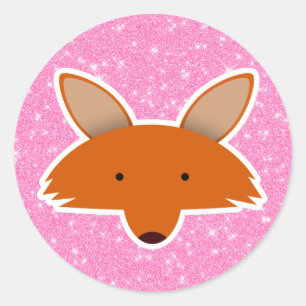 Fox Glitter Runt Klistermärke