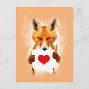 Fox håller ett hjärta - jag Kärlek dig! Vykort