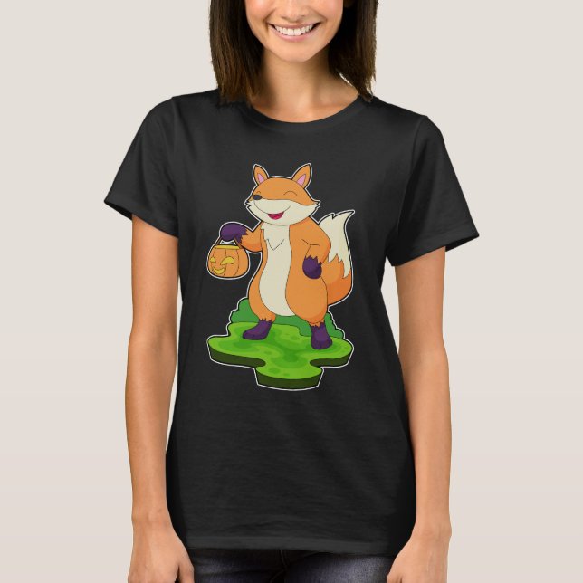 Fox Halloween Pumpkin T Shirt (Framsida)