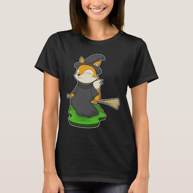 Fox Halloween Witch T Shirt (Framsida)