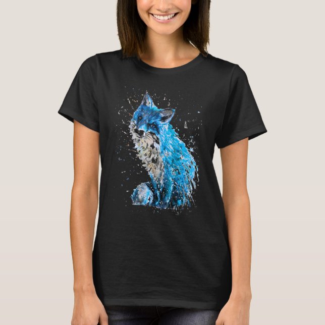 Fox Hand-färgat isfox T Shirt (Framsida)