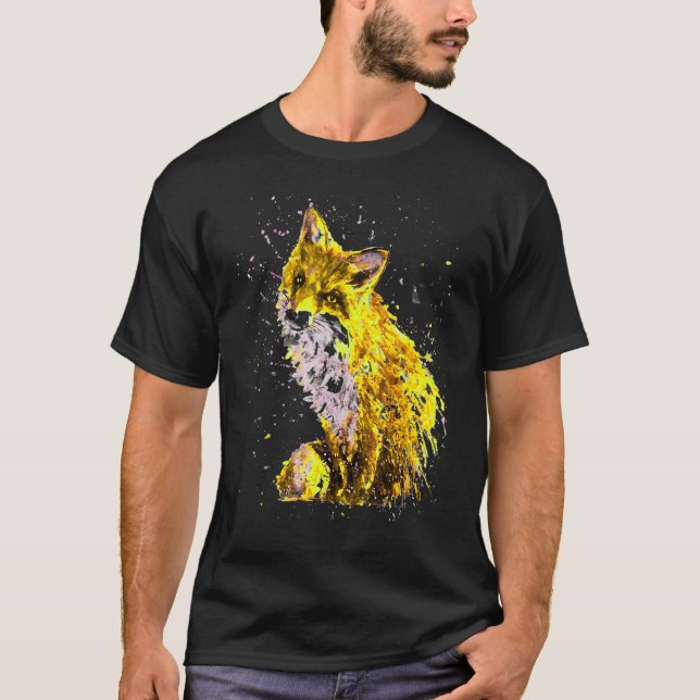 Fox Hand målat Golden Fox T Shirt (Framsida)