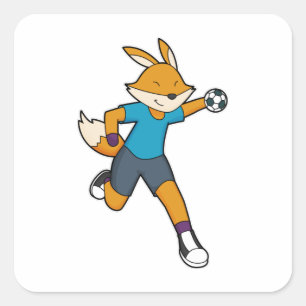 Fox Handball-spelarhandboll Fyrkantigt Klistermärke