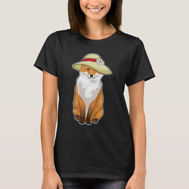 Fox Hat Flower T Shirt (Framsida)