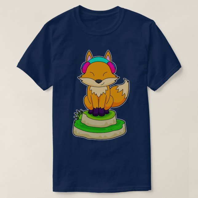 Fox Headphone Music T Shirt (Design framsida)