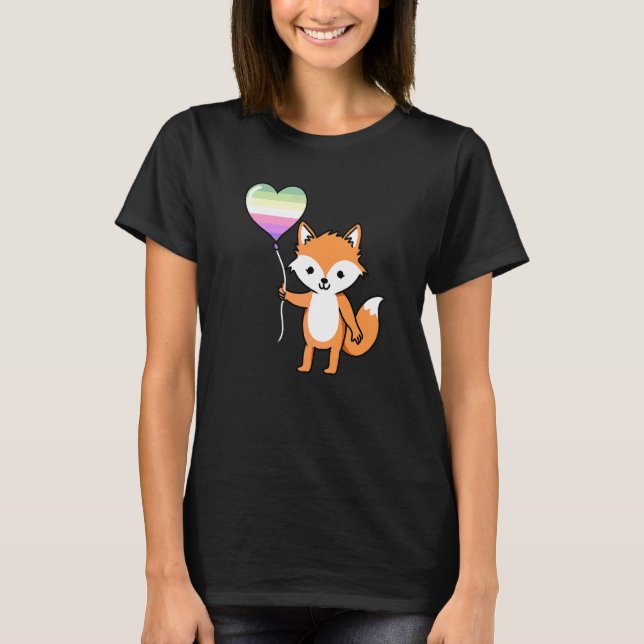 Fox Heart Balloon Genderfae T Shirt (Framsida)