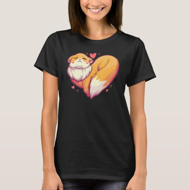 Fox Heart Retro Animal Vild Zoo Classic Passion T Shirt (Framsida)
